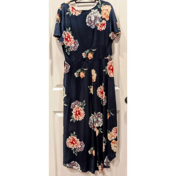 Fortune + Ivy High-Low Wrap Dress Floral Peony Plus Size 2X Navy Red - Picture 4 of 6